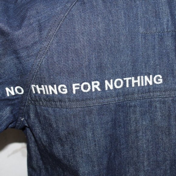 Streetwear Denim Blue Jean Large Hip Hop Embroidered Buddha Jacket Urban FMACM - Picture 10 of 11